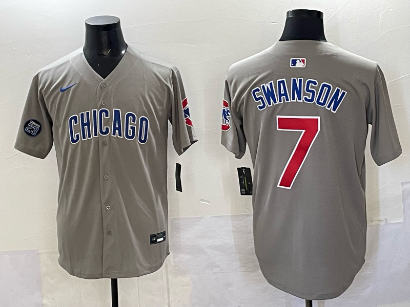 Men Chicago Cubs #7 Swanson grey Nike MLB 2025 jersey 003->chicago cubs->MLB Jersey